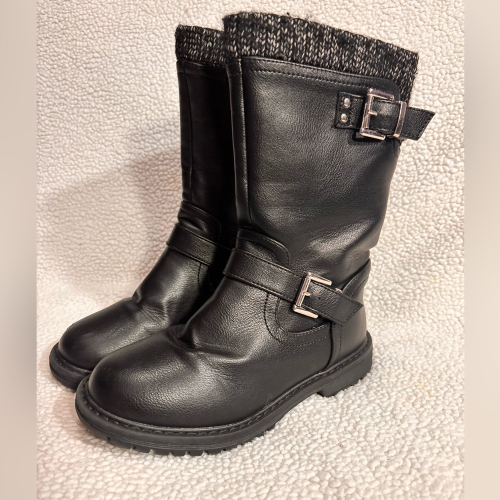DV by Dolce Vita Black Motorcycle Boots with Buckle Straps - Picture 3 of 14